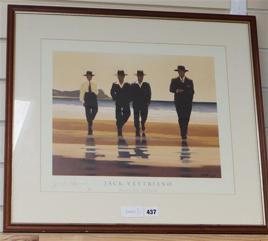 Jack Vettriano, colour print, The Billy Boys, signed, 37 x 45cm